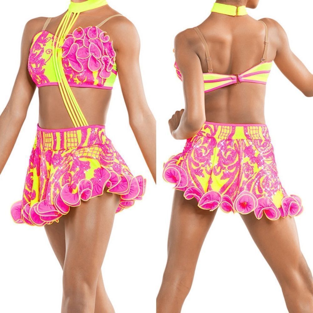 Tenth House solo custom 2 piece costume sequin stone neon Neutron TH25249 PA XSA